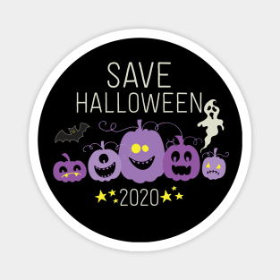 Purple Pumpkin Patch Bat Ghost Save Halloween 2020 Magnet